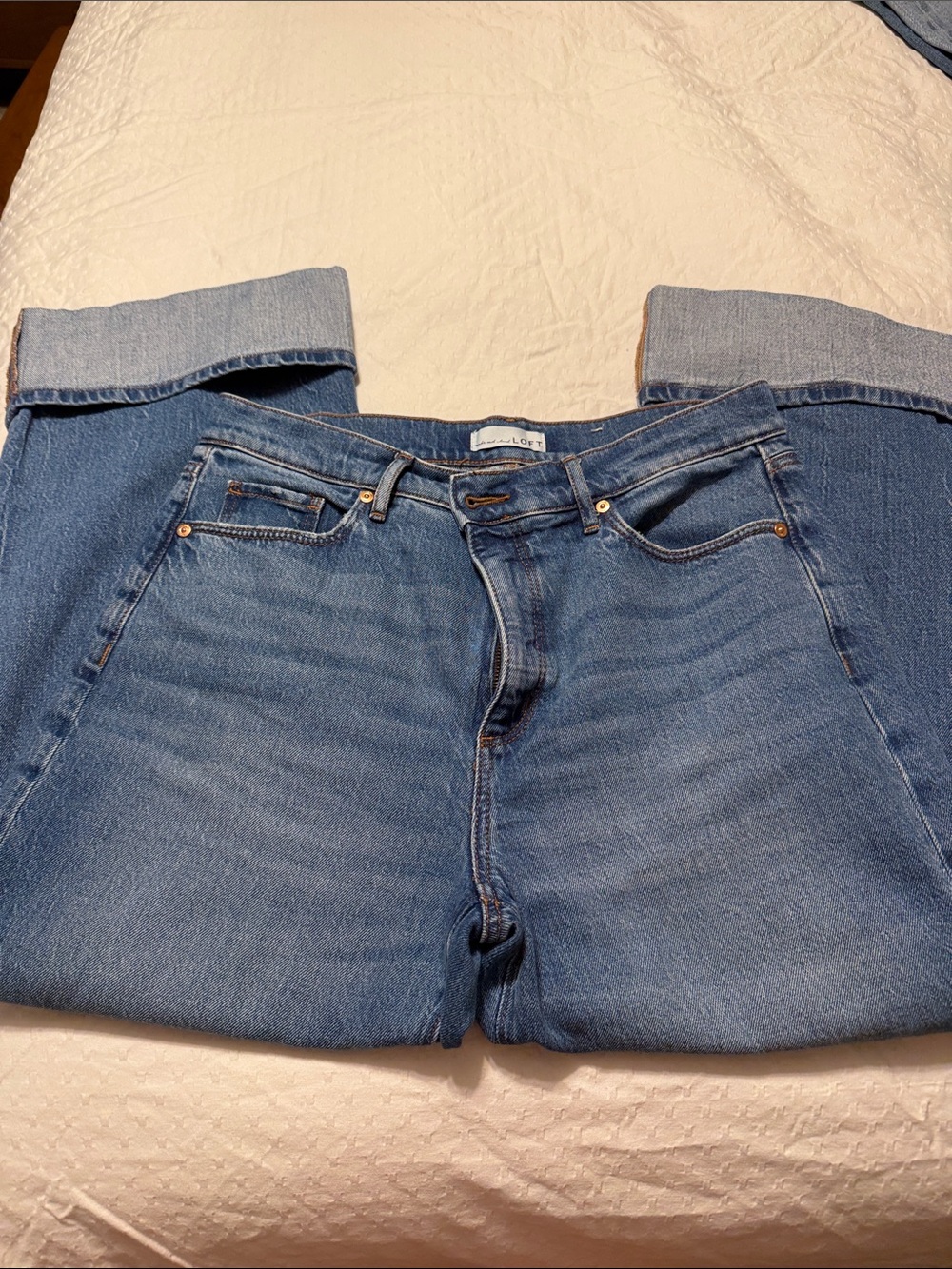 LOFT Medium Blue Women's wide-Leg crop Jeans
